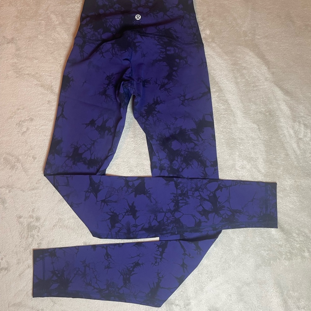 lululemon athletica Girls' Deep Purple and Black Tie-Dye Leggings